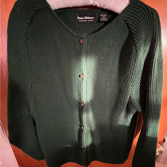 Dark Green Ribbed Cardigan - Picture 1 of 3